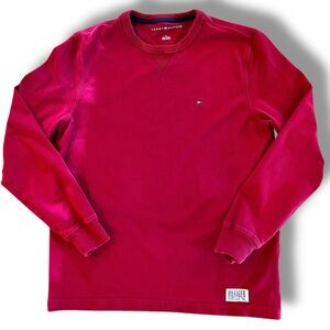Tommy Hilfiger Jumper Sweater Men Red 💯 Cotton Size M SOFT! Thick Fabric